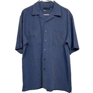 Men's Hobie Surf Shop Business Casual Button Down Blue Shirt Size Large EUC